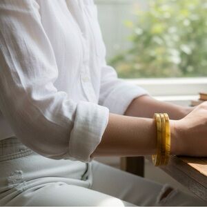 Vintage Butterscotch Lucite Bangle Bracelets Set of 3 Amber Tone